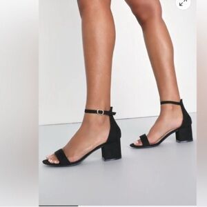 Lulus Harper Black Ankle Suede Heels